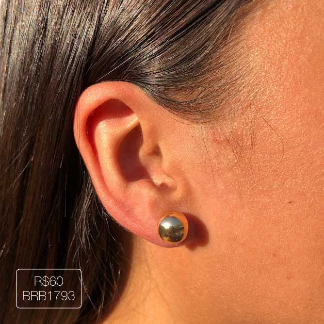 Brinco Bola P Liso Dourado